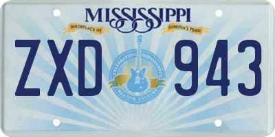 MS license plate ZXD943