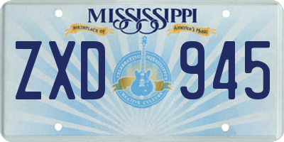 MS license plate ZXD945