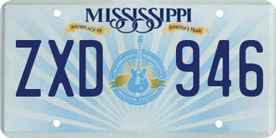 MS license plate ZXD946