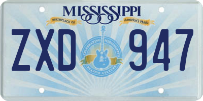 MS license plate ZXD947