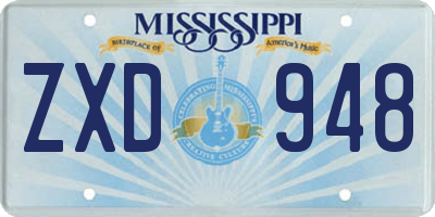 MS license plate ZXD948