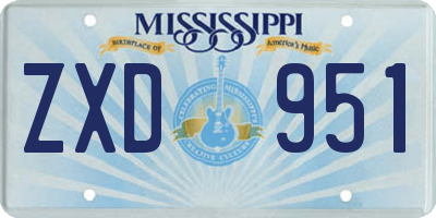 MS license plate ZXD951