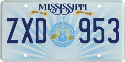 MS license plate ZXD953