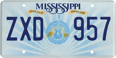 MS license plate ZXD957