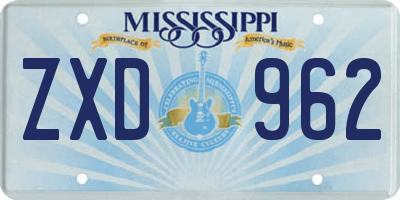 MS license plate ZXD962