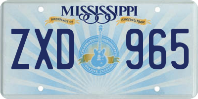MS license plate ZXD965
