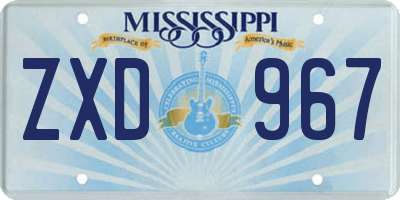 MS license plate ZXD967