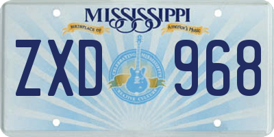 MS license plate ZXD968