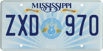 MS license plate ZXD970