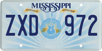 MS license plate ZXD972
