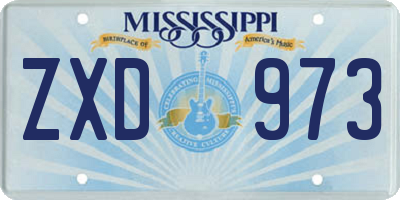 MS license plate ZXD973