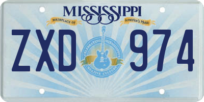 MS license plate ZXD974