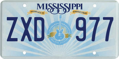 MS license plate ZXD977