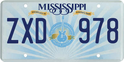 MS license plate ZXD978