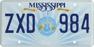 MS license plate ZXD984