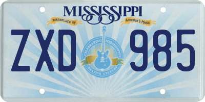 MS license plate ZXD985