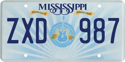 MS license plate ZXD987
