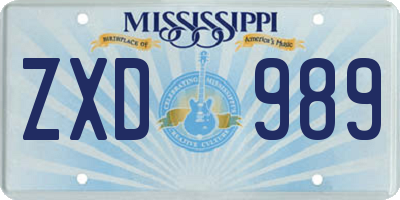 MS license plate ZXD989