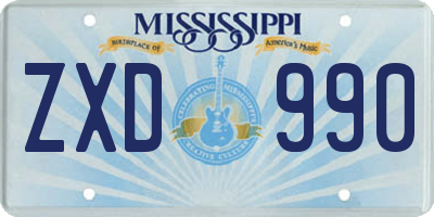 MS license plate ZXD990