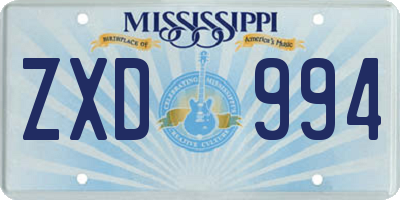 MS license plate ZXD994