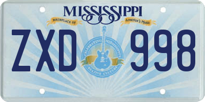 MS license plate ZXD998