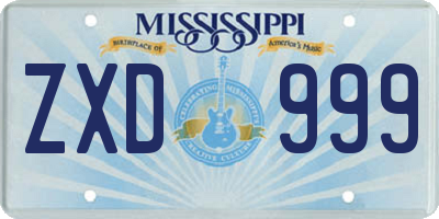 MS license plate ZXD999