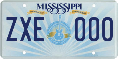 MS license plate ZXE000