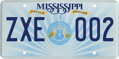 MS license plate ZXE002