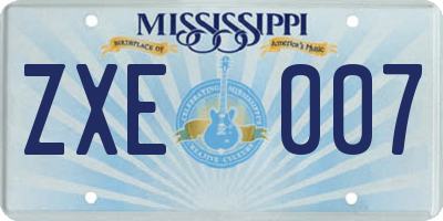 MS license plate ZXE007