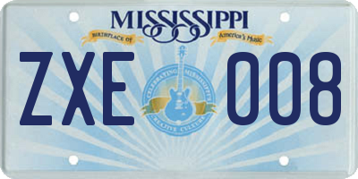 MS license plate ZXE008