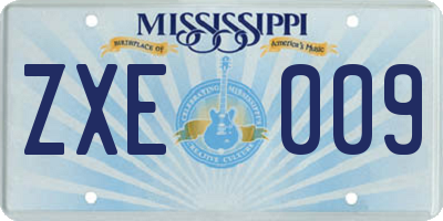 MS license plate ZXE009