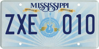 MS license plate ZXE010