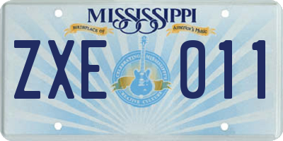 MS license plate ZXE011