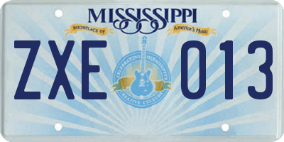 MS license plate ZXE013