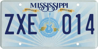 MS license plate ZXE014