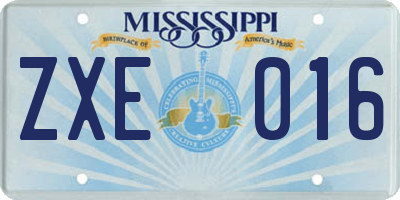 MS license plate ZXE016