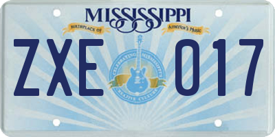 MS license plate ZXE017