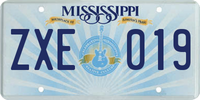 MS license plate ZXE019