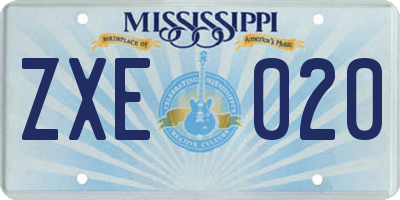 MS license plate ZXE020