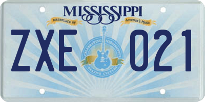 MS license plate ZXE021