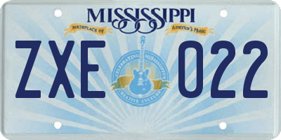 MS license plate ZXE022