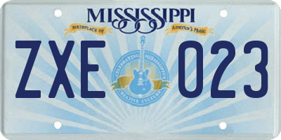 MS license plate ZXE023