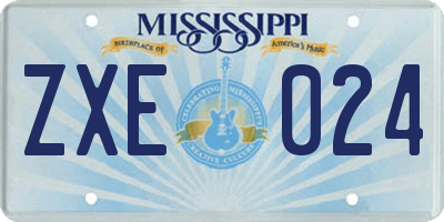 MS license plate ZXE024