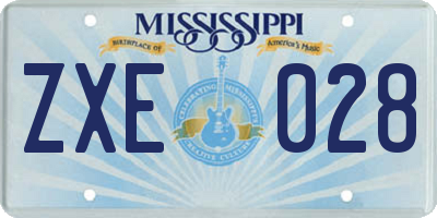MS license plate ZXE028