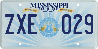 MS license plate ZXE029