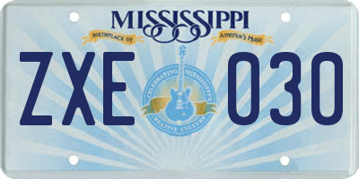 MS license plate ZXE030