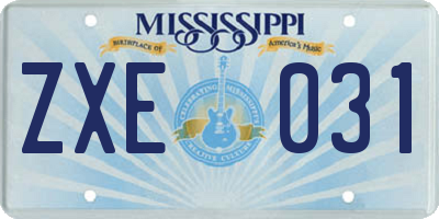 MS license plate ZXE031
