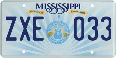 MS license plate ZXE033