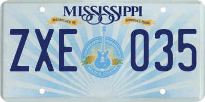 MS license plate ZXE035