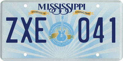 MS license plate ZXE041